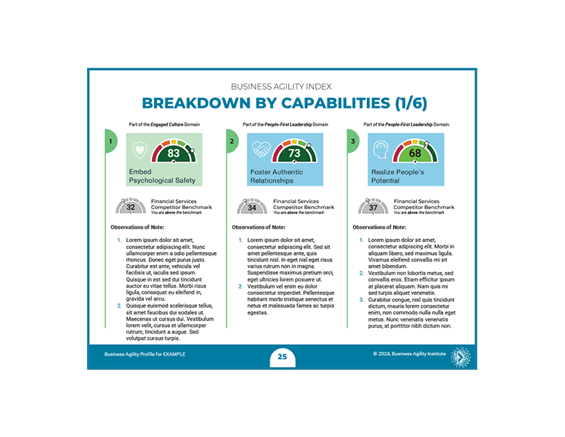 Sample image of Breakdown by Capability in the Business Agility Profile Report